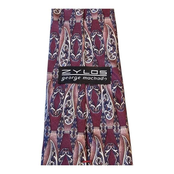 Zylos George Machado Mens Necktie 100% Italian Silk Made in USA Paisley Print - Picture 2 of 5
